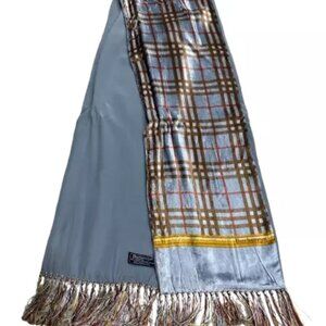 Burberry Blue and Brown Plaid Scarf